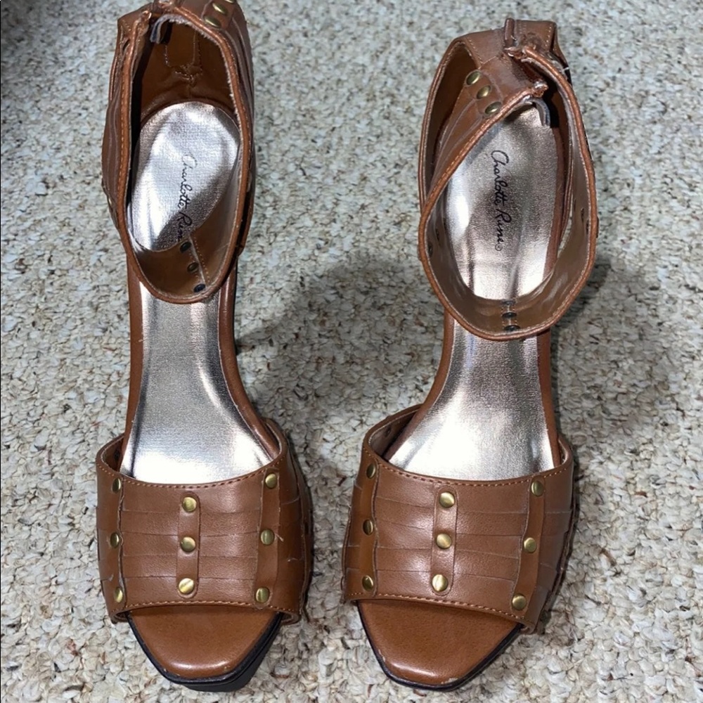 Brown & gold heels